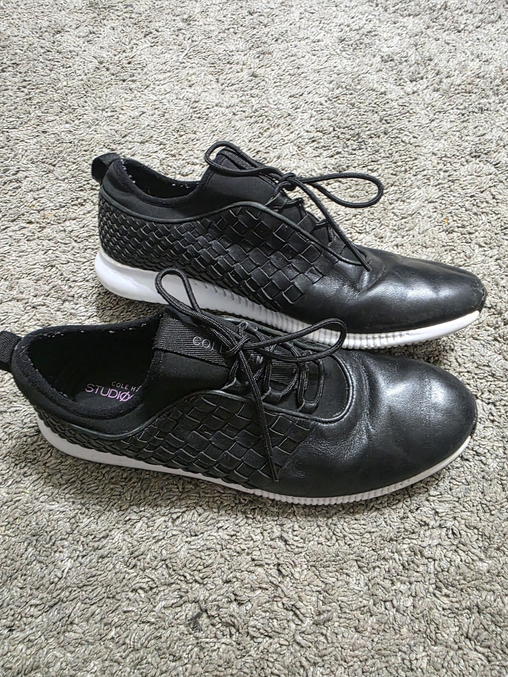 Cole Haan Studiogrand Black Woven Leather Sneakers